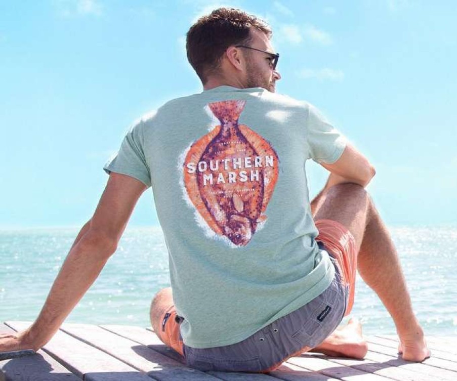 Men * | Top Selling Impressions Flounder Tee By Southern Marsh Wmb