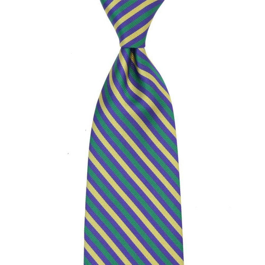 Men * | Special Narrow Stripe Tie By Hanauer Mardi Gras