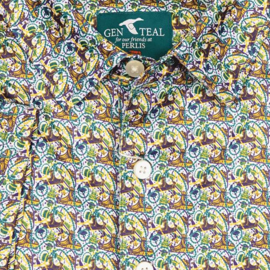 Men * | 100% Guarantee Performance Print Knit Polo Mardi Gras