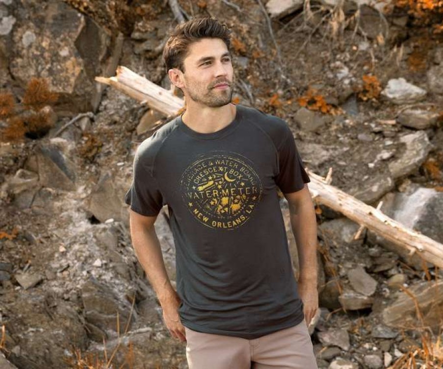 Men * | Clearance Gameday Water Meter Tee By Southern Tide Black/Gold