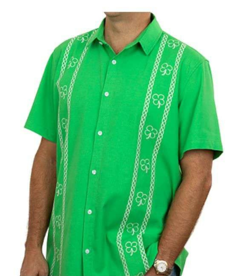 Men * | Best Quality Saint Patty'S Day Cotton/Linen Button Down Shirt Green