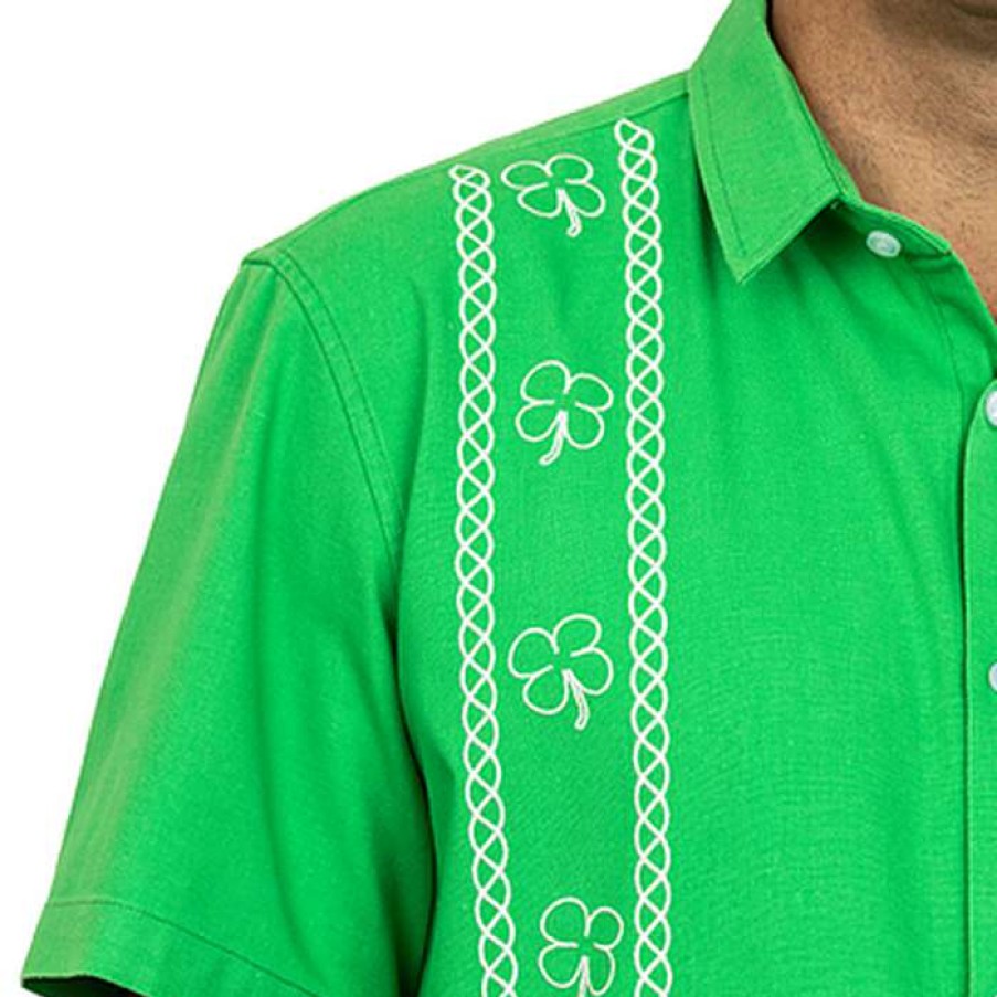 Men * | Best Quality Saint Patty'S Day Cotton/Linen Button Down Shirt Green