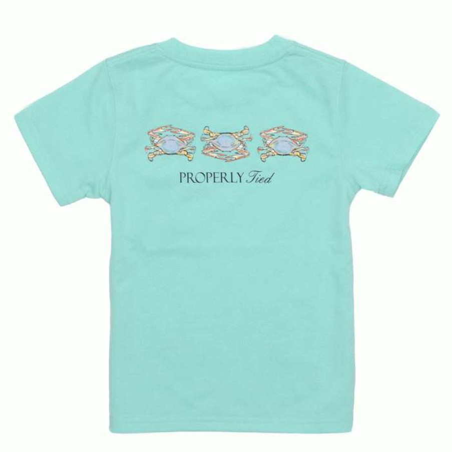 Kids * | New Youth Triple Crab Tee By Properly Tied Seafoam