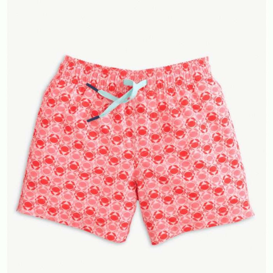 Kids * | Lower Prices Youth Crabby Swim Trunk By Southern Tide Rose Blush