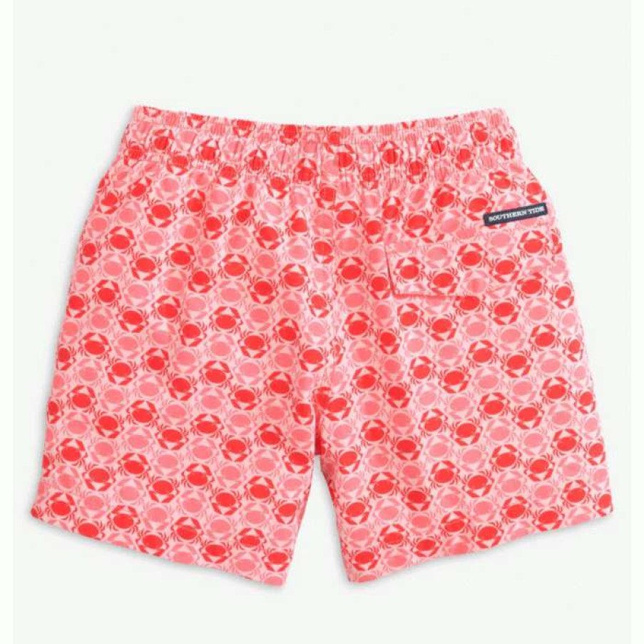 Kids * | Lower Prices Youth Crabby Swim Trunk By Southern Tide Rose Blush