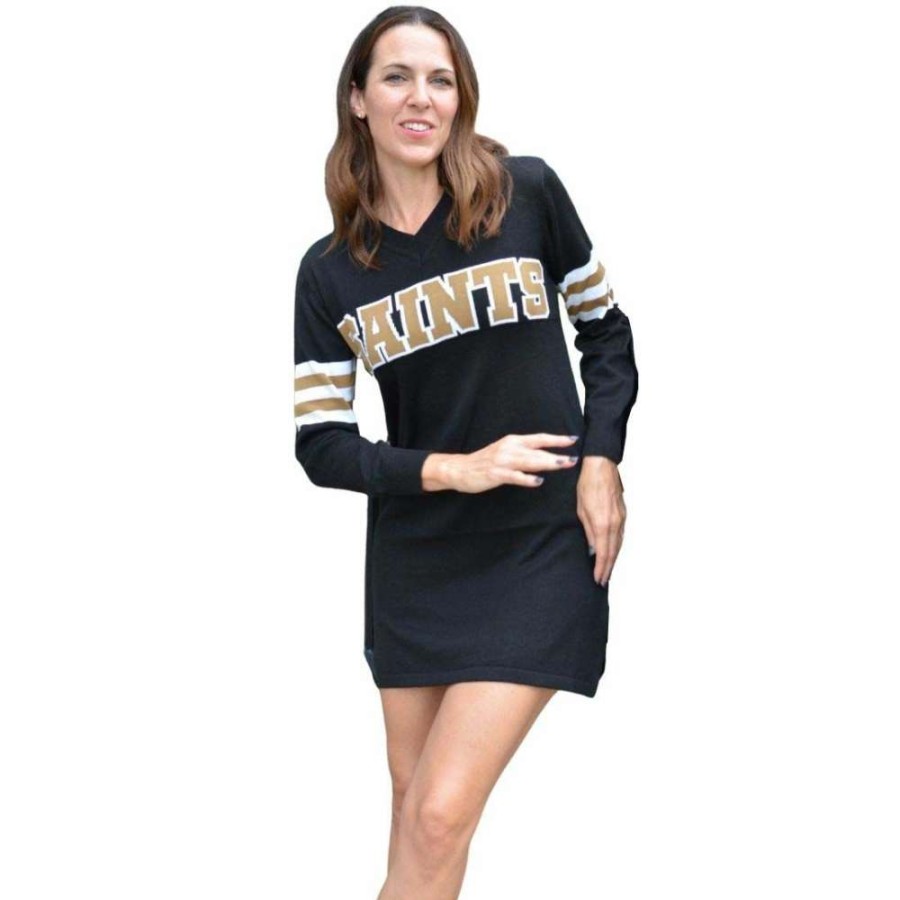 Women * | Good Quality Ladies Saints Jersey Dress By Sparkle City Black