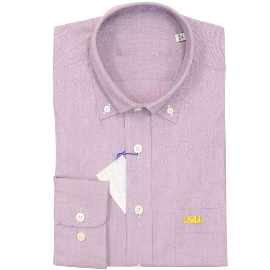 Men * | Good Quality Lsu Solid Oxford Sport Shirt By Horn Legend Purple