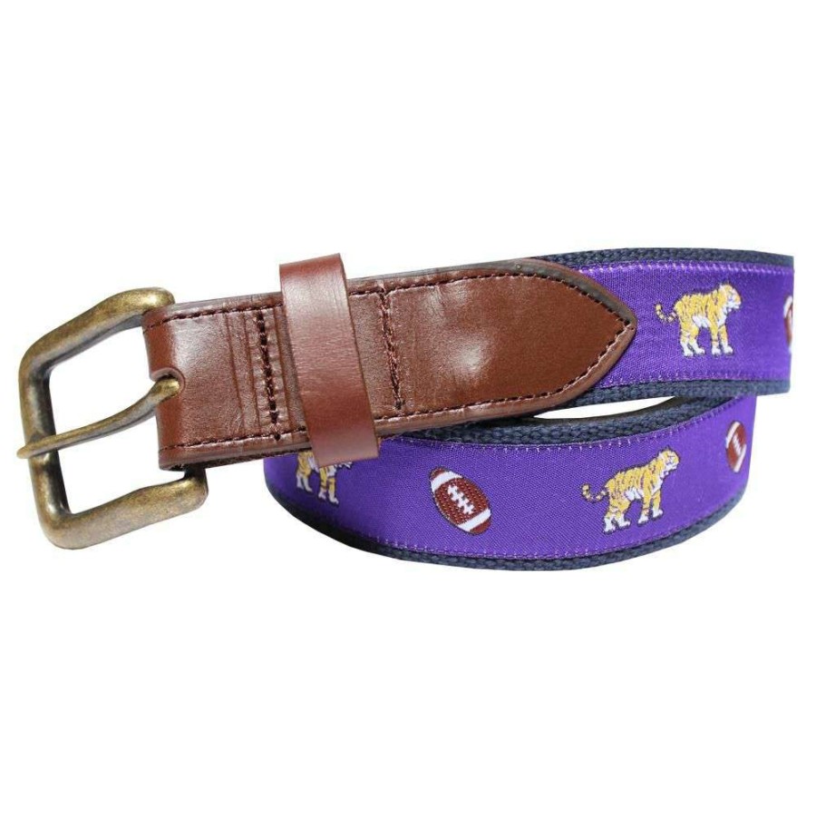 Kids * | Clearance Youth Lsu Tiger & Football Belt By Nola Couture Purple