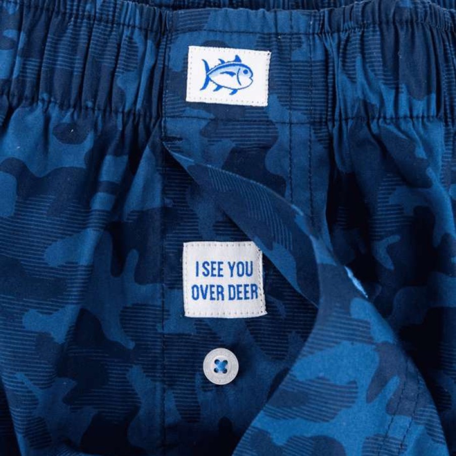 Men * | Lower Prices I See You Over Deer Boxer Short By Southern Tide Navy