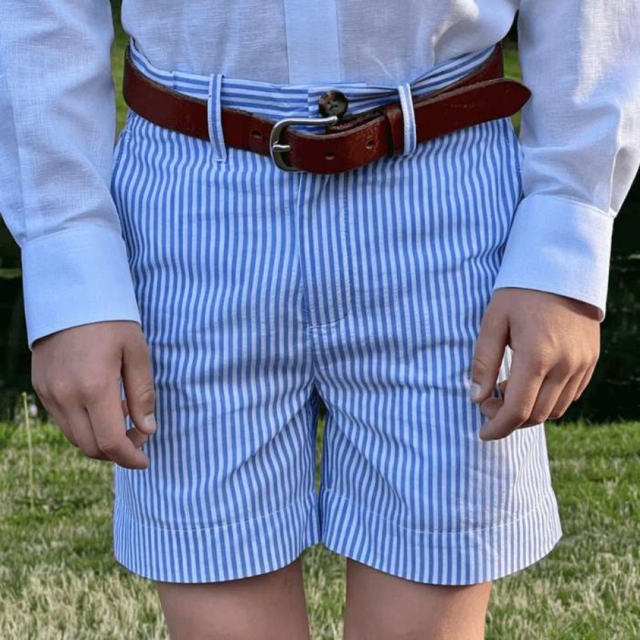 Kids * | Lower Prices Boys Sweetgrass Seersucker Shorts By Brown Bowen