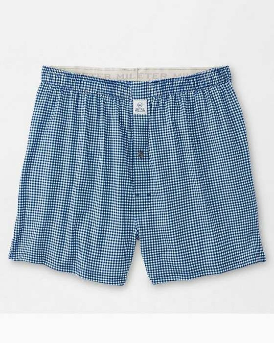 Men * | Discounts Men'S Nebraska Gingham Boxer By Peter Millar