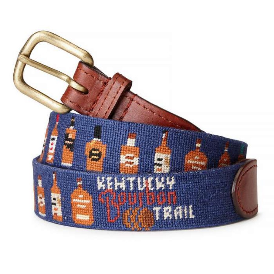 Men * | Latest Bourbon Trail Bottles Needlepoint Belt By Smathers & Branson