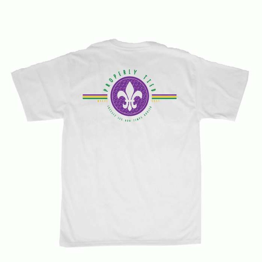 Kids * | Sale Youth Mardi Gras Stripe Tee By Properly Tied White